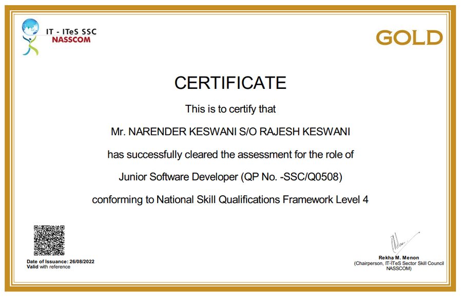 NASSCOM — Junior Software Developer